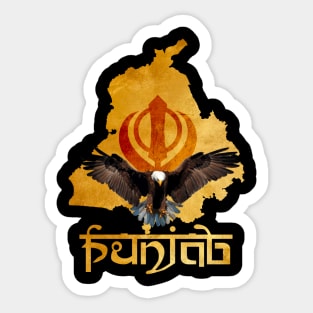 Eagle flying in front of Punjab map Sticker